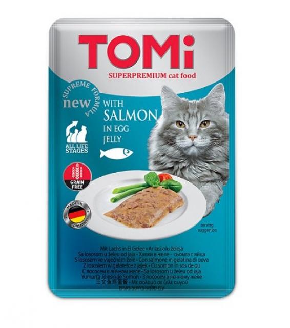 [133.016]  TOMI консервы для кошек-пауч 100г GF c лососем в яичном желе  (уп-20 шт)  , 133.016