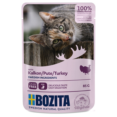Bozita Кусочки в соусе с индейкой для кошек 3610, 0,085 кг 