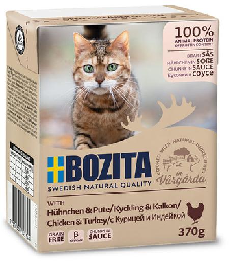 Bozita Кусочки в соусе для кошек с курицей и индейкой , 0,37 кг , 400100450