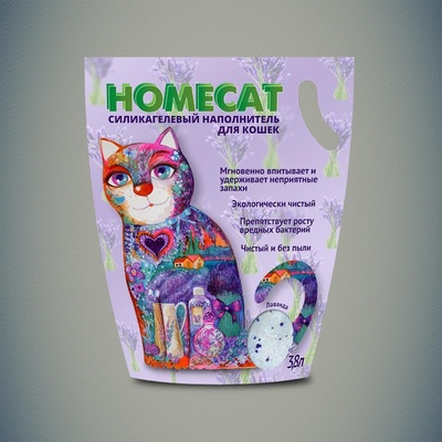Homecat наполнитель Силикагелевый наполнитель с ароматом лаванды для кошачьих туалетов 3,8 л 66345, 1,625 кг