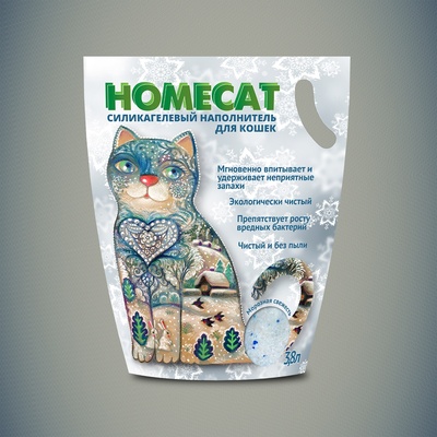 Homecat наполнитель Силикагелевый наполнитель с ароматом морозной свежести для кошачьих туалетов 3,8 л 66347, 1,625 кг