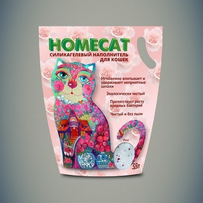 Homecat наполнитель Силикагелевый наполнитель с ароматом розы для кошачьих туалетов 3,8 л 66346, 1,625 кг