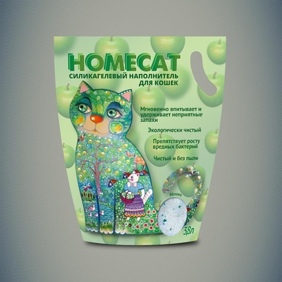 Homecat наполнитель Силикагелевый наполнитель с ароматом яблока для кошачьих туалетов 3,8 л 66344, 1,625 кг