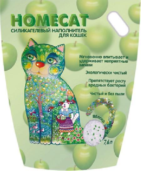HOMECAT силикагелевый наполнитель для кошачьих туалетов с ароматом яблока 7,6 л