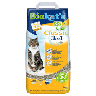 BioKats Classic 3 in 1 комкующийся наполнитель для кошачьих туалетов, без запаха 10 л