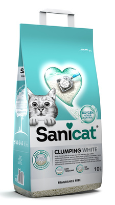 Sani Cat Белоснежный, комкующийся наполнитель с активным кислородом  без аромата (Clumping White unscented 10L) PSANCLWUV10L31  | Clumping White unscented, 8,6 кг 