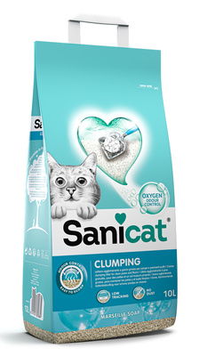 Sani Cat Комкующийся наполнитель с активным кислородом и ароматом марсельского мыла ( Clumping Marsella soap 16L) PSANCLMM016L31 , 13,99 кг 