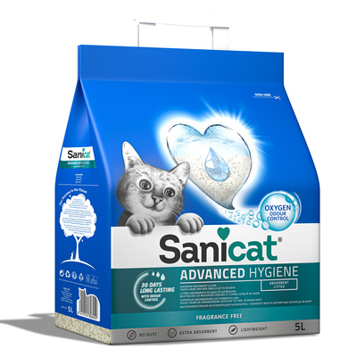 Sani Cat Усовершенствованный, облегченный  впитывающий наполнитель с активным кислородом ( Advanced Hygiene 5L ) PSANADH2005L31  | Advanced Hygiene, 2,1 кг 