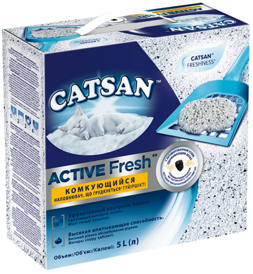 Catsan Наполнитель Catsan Active Fresh для кошачьего туалета, комкующийся, 5л CM49C, 2,500 кг