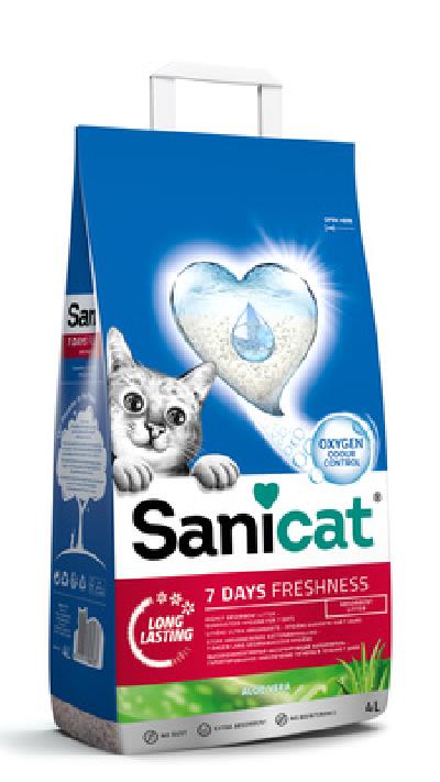 Sani Cat ВИА Впитывающий наполнитель  7 дней, с ароматом Алоэ Вера (7 Days Alo? Vera 4L) PSAN7DAY004L01, 2,700 кг