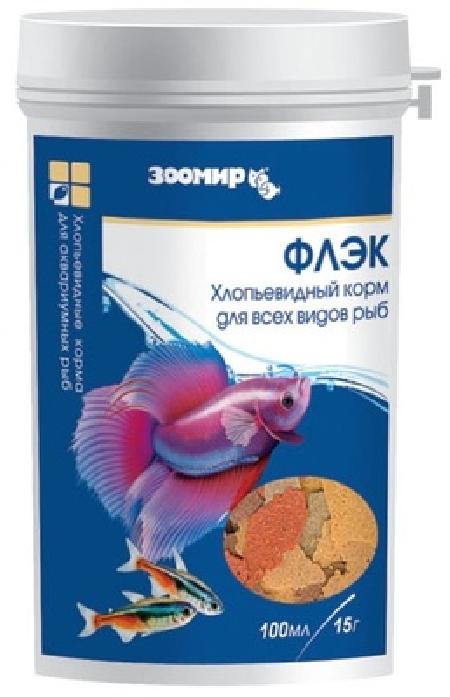 ЗООМИР Флэк хлопьевидный корм для всех рыб банка 100мл 440 0,015 кг 34528