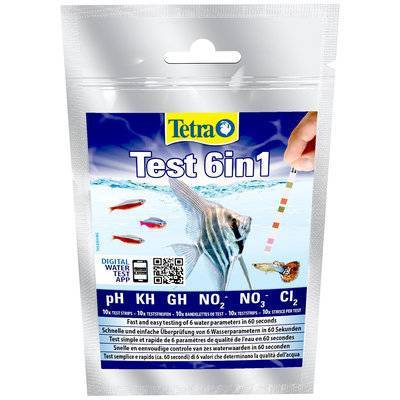 Tetra (оборудование) Тест для воды 10 экспресс-полосок определяющие показатели pH KH GH NO2 NO3 Cl Test 6in1 283725 0.025 кг 44850