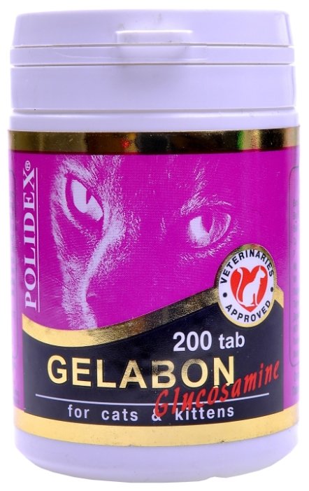 Polidex Витамины для кошек профилактика и лечение заболеваний суставов 200таб (Gelabon Glucozamine) 785717531 | Gelabon Glucozamine, 0,075 кг, 24558