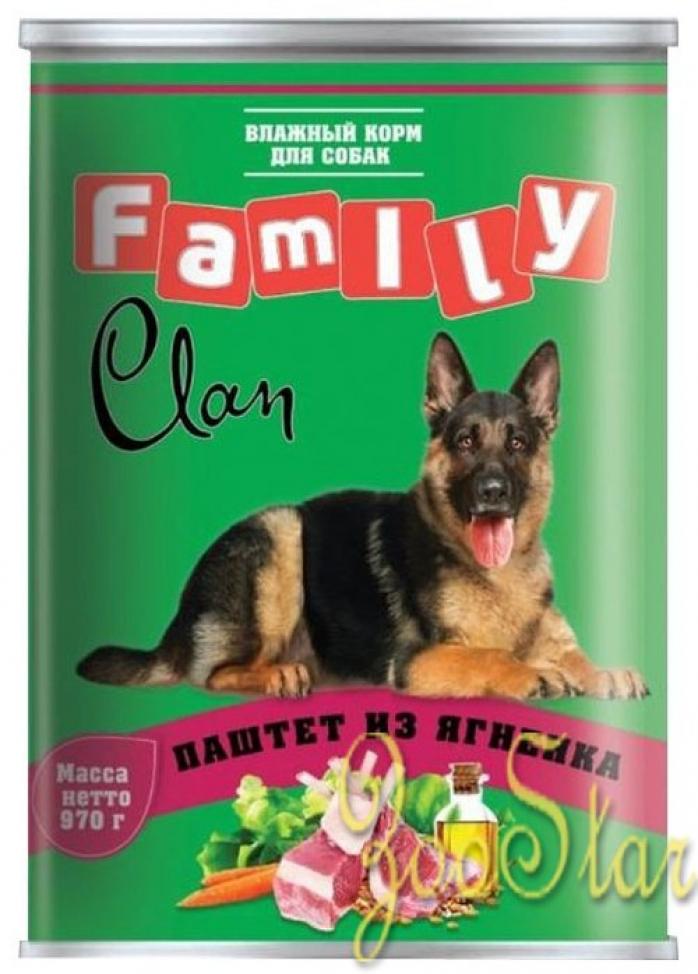 [130.1.622]  CLAN  FAMILY консервы для собак 970г паштет из ягненка 