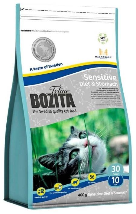 Bozita корм для пожилых кошек всех пород, чувствительное пищеварение, контроль веса, курица 400 гр