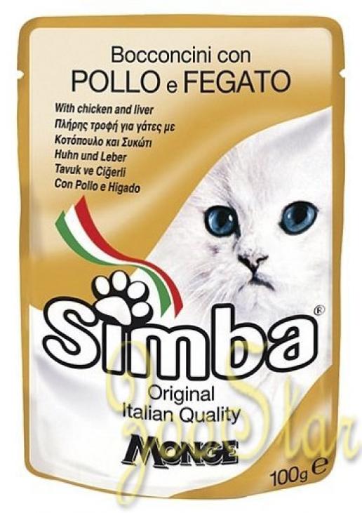 Simba Cat Pouch паучи для кошек курица с печенью 100г, 500100819