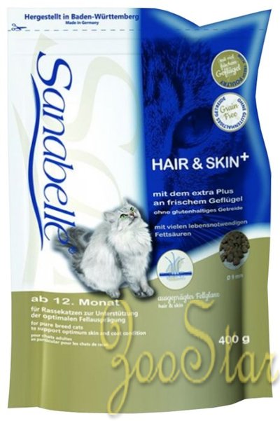 Bosch Бош 17039 Sanabelle Hair & Skin сухой для выставочных и привередливых кошек 400г, 70245