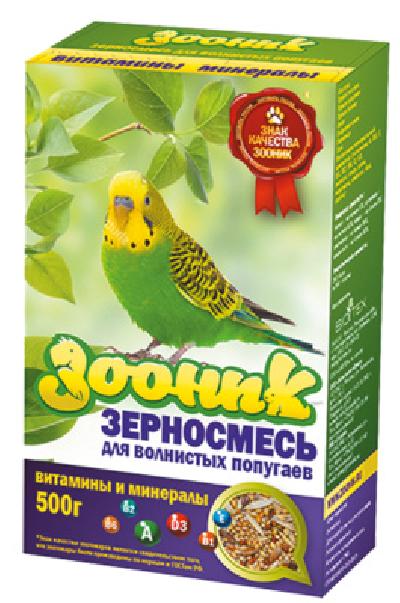 Зооник (корм) Зерносмесь для волнистых попугаев С витаминами и минералами 4004 0,5 кг 57698
