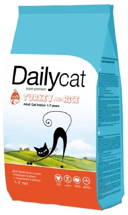 Dailycat корм для взрослых кошек всех пород, живущих в помещении, с индейкой 1,5 кг