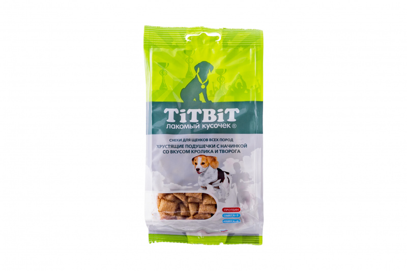 TiTBiT Хрустящие подушечки для Щенков с начинкой со вкусом кролика и творога 012796 0,095 кг 38455