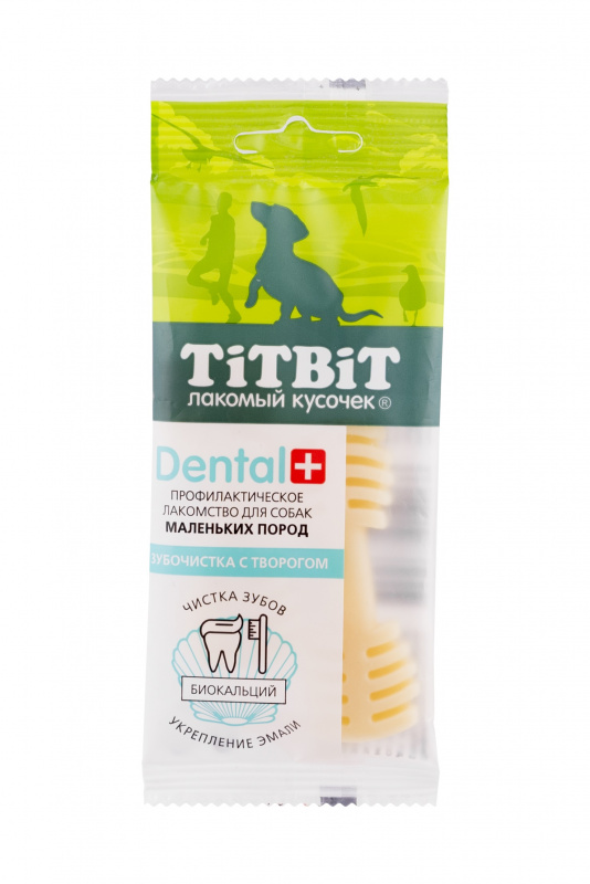 TITBIT профилактическое лакомство DENTAL+ зубочистка с творогом дмелких собак 014066