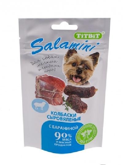 TiTBiT Колбаски сыровяленые Салямини с бараниной для собак мелких и средних пород 40 г (6306/11737)), 0,040 кг