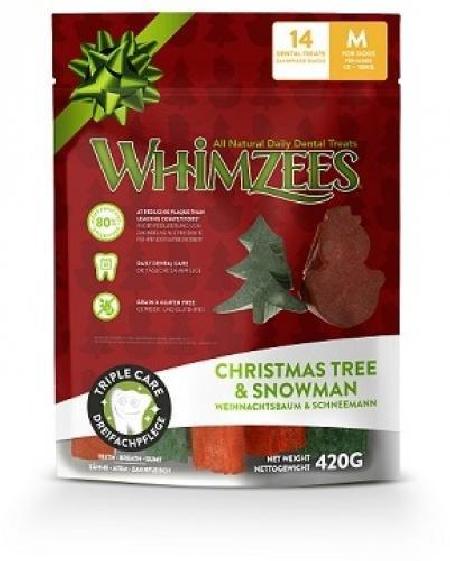 Whimzees лакомство для собак средних пород, новогодний микс (елочки/снеговики) 420 гр