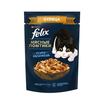 Felix Паучи для кошек Мясные ломтики кусочки в соусе с курицей (12461403) 0,075 кг 54610