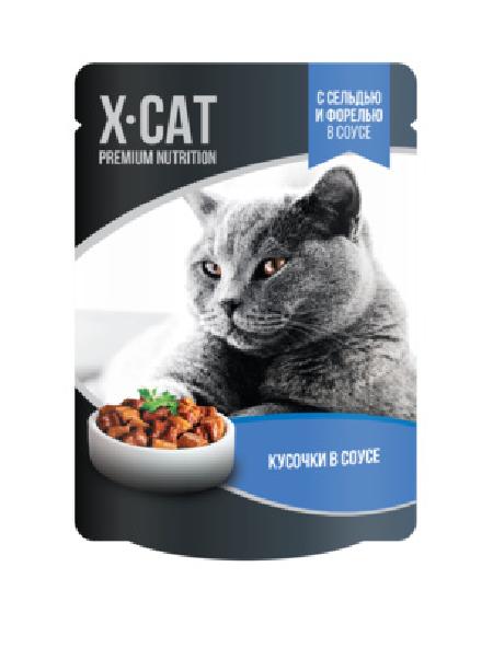 X-CAT Консервы для кошек X-CAT с сельдью и форелью в соусе 4607166428295 0,085 кг 44930