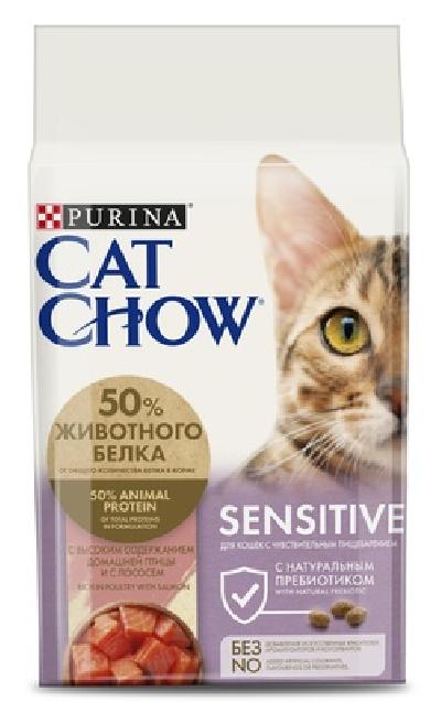 Cat Chow ВВА Сухой корм для кошек с лососем и рисом - для пищеварения(Adult Sensitive) - 12267406 0,4 кг 21437, 1400100527