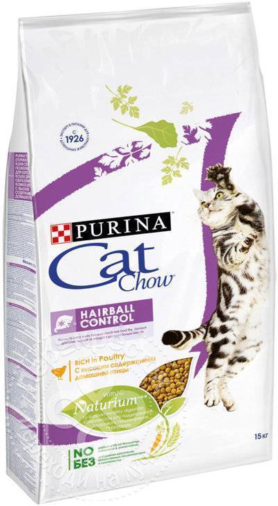 Cat Chow ВВА Сухой корм для кошек  профилактика комков шерсти с птицей 12147110, 15 кг 