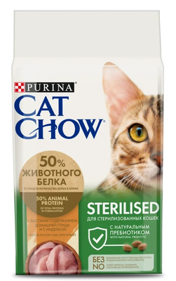Cat Chow Сухой корм для кастрированных кошек с домашней птицей и индейкой (12469977), 1,5 кг 
