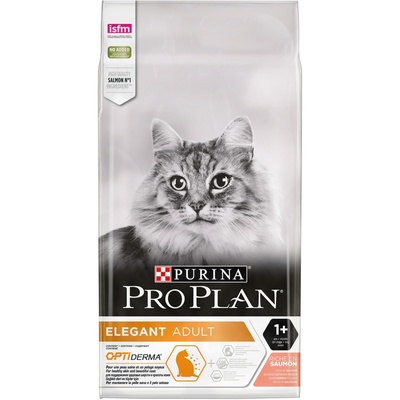Purina Pro Plan Сухой корм для взрослых кошек красивая шерсть и здоровая кожа с лососем (Optiderma Elegant) 12372590 0,400 кг 34430, 10700100529