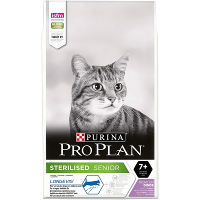 Purina Pro Plan Сухой корм для пожилых кастрированных котов и стерилизованных кошек с индейкой (Sterilized 7+) 12263189123697111239101512434276 10,000 кг 24876
