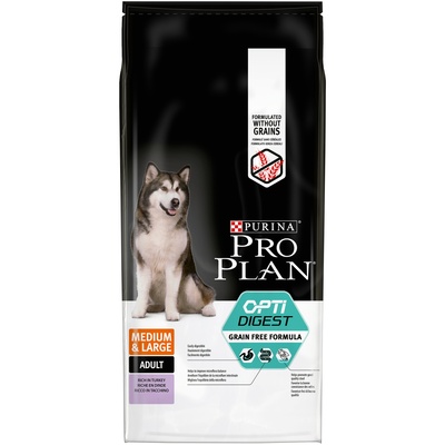 Purina Pro Plan Сухой корм для взрослых собак Grain Free с чувствительным пищеварением с индейкой, беззерновой  12399413, 7,000 кг