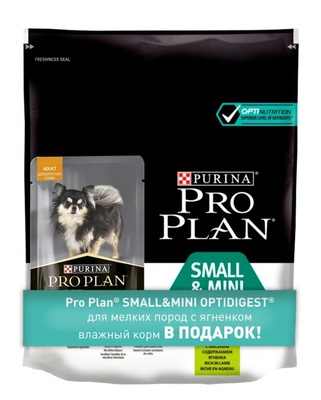 Purina Pro Plan ВИА Акция 700+100г в подарок Для взрослых собак малых пород с чувствительным пищеварением с ягненком 12441005 , 0,800 кг