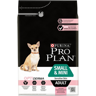 Purina Pro Plan Набор 2.5 кг+500 г в подарок Для взрослых собак малых пород с чувствительной кожей: лосось и рис (Small&Mini Adult Sensitive Skin) 12324754/12487984, 3,000 кг, 113350, 113350
