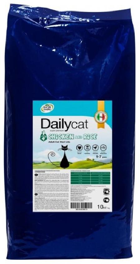 Dailycat корм для взрослых стерилизованных кошек всех пород, с курицей и рисом 1,5 кг