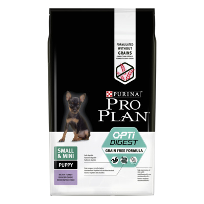 Purina Pro Plan Сухой беззерновой корм для щенков малых пород с чувствительным пищеварением с индейкой (12425061) | Grain Free Puppy Small & Mini, 2,5 кг 