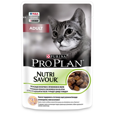 Purina Pro Plan (паучи) Паучи Кусочки в желе для взрослых кошек с ягненком- 1228709512456786 0,085 кг 26345