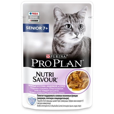 Purina Pro Plan (паучи) Паучи Кусочки в соусе  для пожилых кошек с индейкой (Adult 7+) 1234249712457432 0,085 кг 25359
