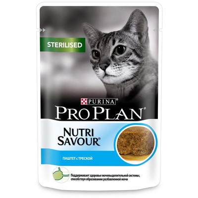 Purina Pro Plan (паучи) ВВА Паучи Паштет для кастрированных кошек с треской (12424535) 0,085 кг 51206