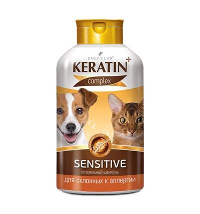 RolfClub KERATIN+ Sensitive шампунь для кошек и собак, гипоаллергенный 450 гр