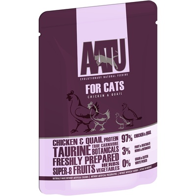 AATU Консервы Паучи для кошек  Курица и Перепел (AATU FOR CATS CHICKEN & QUAIL) WACCQ85, 0,085 кг