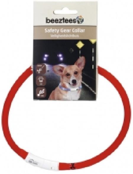 Beeztees 749850 Ошейник для собак силиконовый светящийся с USB красный 70см*10мм, 80519