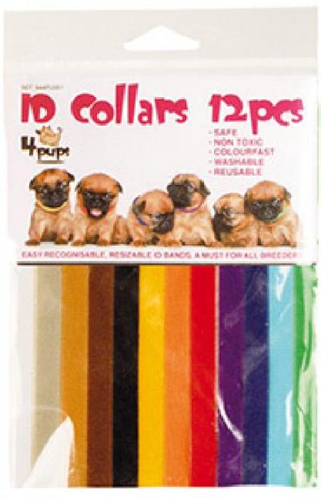 4Pups ID набор ошейников для щенков 10мм х 35 см, 12 шт. разноцветные, 944PU001