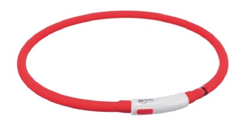 Trixie ВИА Мигающее кольцо для собак USB силикон XS–XL: 70 смф 10 мм красный  0,060 кг 37422