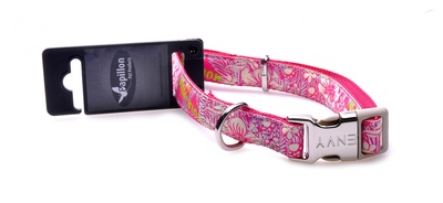 Papillon ВИА Нейлоновый ошейник с рисунком 20мм-35-50см, розовый (Adjustable nylon collar, 20 mm x 35 - 50 cm, Hula Hula, colour pink) 170257, 0,050 кг