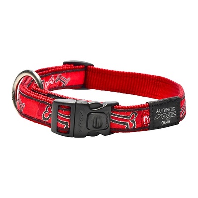 Rogz  Ошейник серия Fancy dress, размер XXL (50-80 см), ширина 4 см,  Красные косточки (SIDE RELEASE COLLAR) HB04CC, 0,180 кг