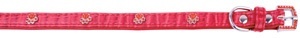 Dezzie ВИА Ошейник красный Лапа со стразами для собак XS 1*18-23см, иск.кожа (5624278),, 0,050 кг